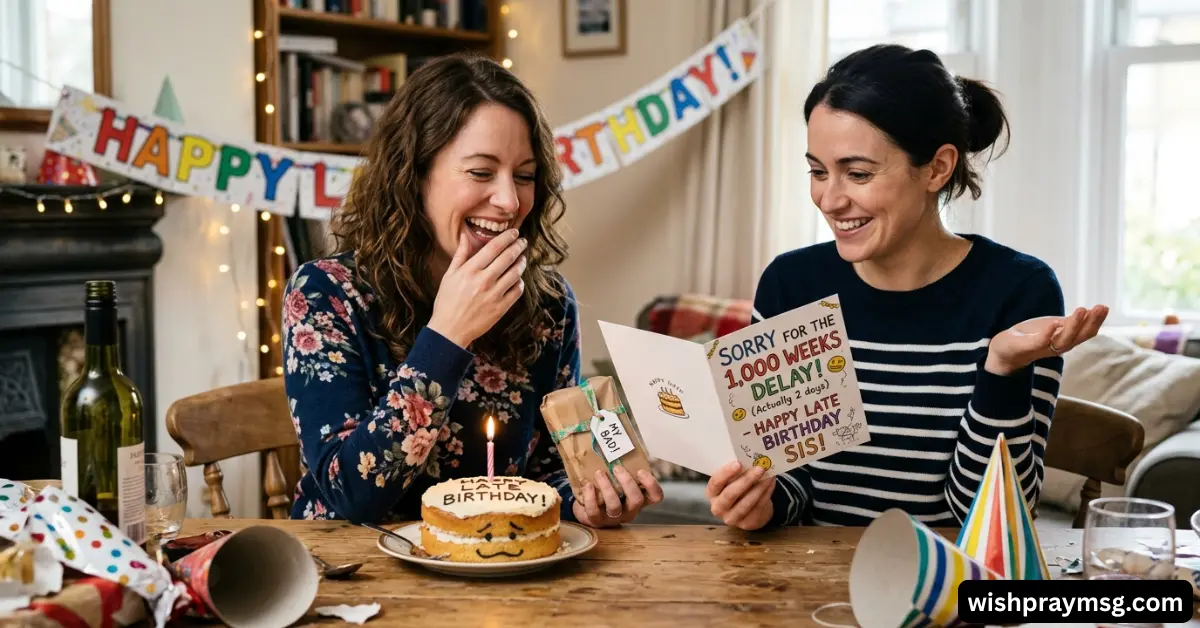 Funny Belated Birthday Wishes for Sister